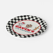 Personalisierte Retro-Baseball-Geburtstagsfeier Pappteller (Schrägansicht)