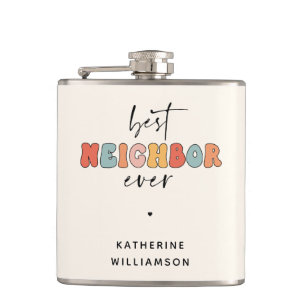 Personalisierte Retro Best Neighbour je Niedlich Flachmann