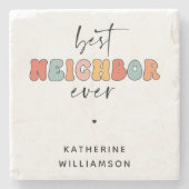 Personalisierte Retro Best Neighbour je Niedlich Steinuntersetzer (Vorderseite)