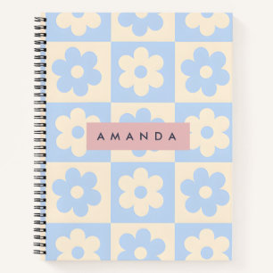 Personalisierte Retro Blaue Gänseblume Pastell-Blu Notizblock