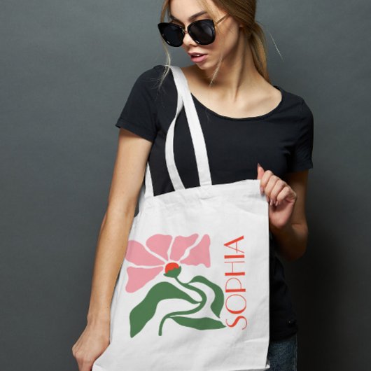 Personalisierte Retro-Blume Tragetasche
