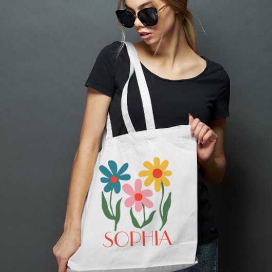 Personalisierte Retro-Blume Tragetasche