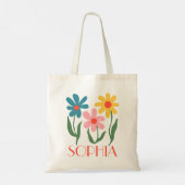 Personalisierte Retro-Blume Tragetasche (Rückseite)