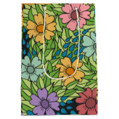 Personalisierte Retro-Blume zum Geburtstag mehrfar Mittlere Geschenktüte (Rückseite)