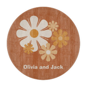 Personalisierte Retro-Blumen Groovy Vintage 60er 7 Schneidebrett