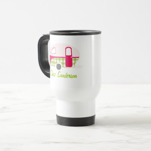 Personalisierte Retro Caravan Travel/Pendler Tasse (Vorderseite Links)