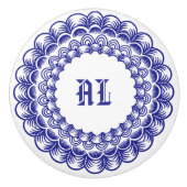 Personalisierte Retro Chinoiserie Blau und Weiß Keramikknauf (Vorderseite)