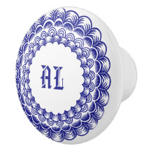 Personalisierte Retro Chinoiserie Blau und Weiß