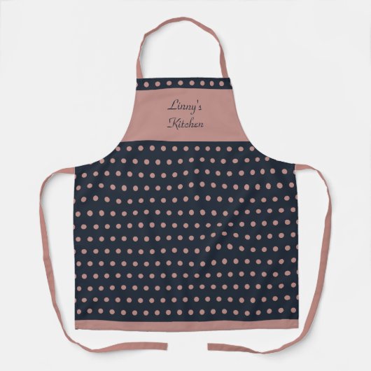Personalisierte Retro Dusty Rose Polka Dotted Schü Schürze (Vorderseite)