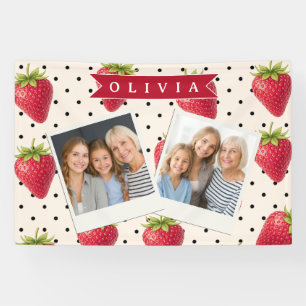 Personalisierte Retro Erdbeere Punkte Vintage Banner
