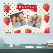 Personalisierte Retro Erdbeere Punkte Vintage Banner (Messe)