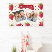 Personalisierte Retro Erdbeere Punkte Vintage Banner (InSitu)