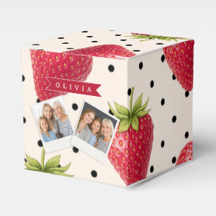 Personalisierte Retro-Erdbeere Punkte Vintage Geschenkschachtel