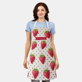Personalisierte Retro Erdbeere Punkte Vintage Schürze (Getragen)
