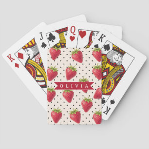Personalisierte Retro-Erdbeere Punkte Vintage Spielkarten