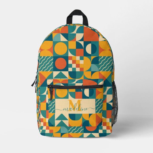 Personalisierte Retro geometrische Farbe Bedruckter Rucksack (Vorderseite)