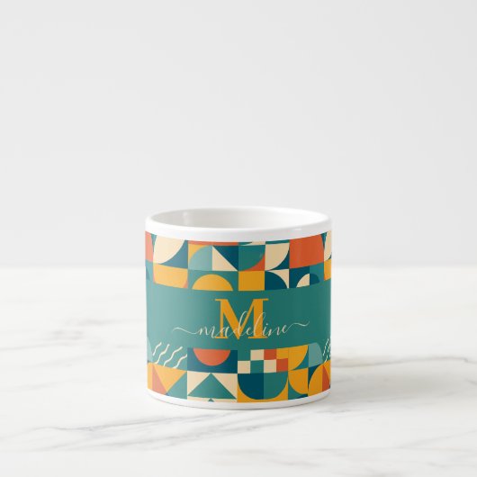 Personalisierte Retro geometrische Farbe Espressotasse (Vorderseite)