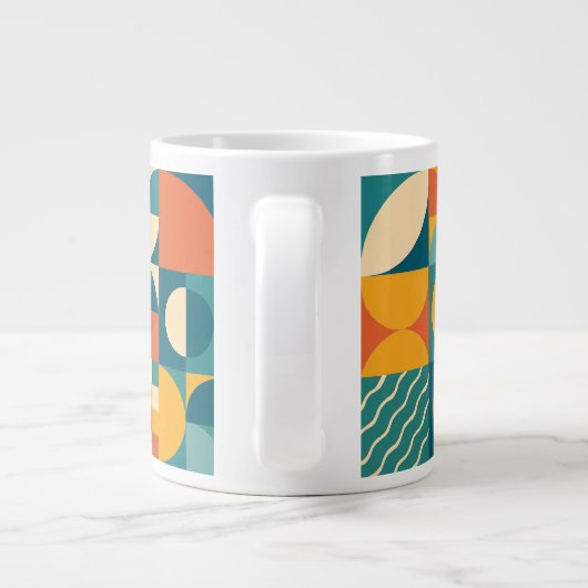 Personalisierte Retro geometrische Farbe Jumbo-Tasse (Rückseite)