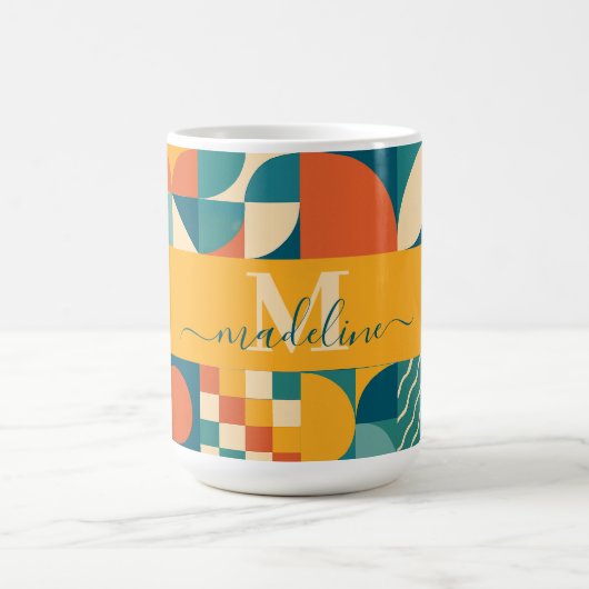 Personalisierte Retro geometrische Farbe Kaffeetasse (Mittel)