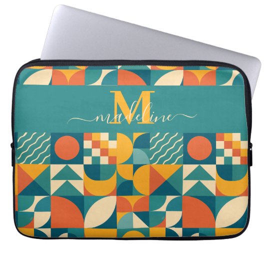 Personalisierte Retro geometrische Farbe Laptopschutzhülle (Vorderseite)