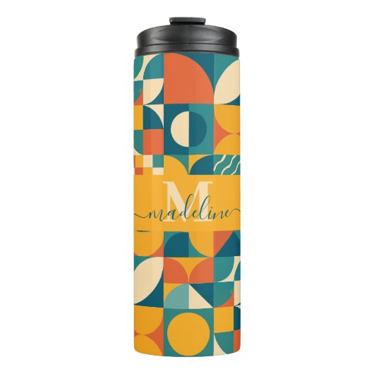 Personalisierte Retro geometrische Farbe Thermosbecher (Vorderseite)
