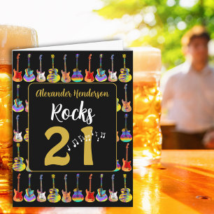 Personalisierte Retro-Gitarre 21. Geburtstag Schwa Karte