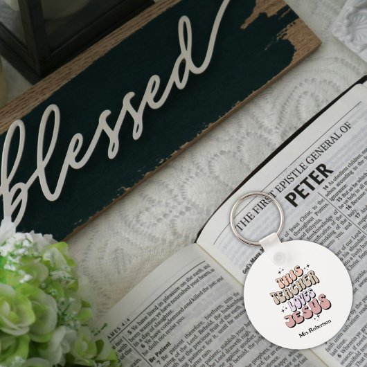 Personalisierte Retro-Glaube Lehrer Wertschätzung Schlüsselanhänger