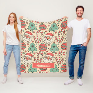 Personalisierte Retro-Groovy-Weihnachtsdecke Fleecedecke