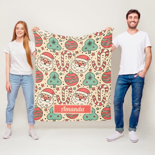 Personalisierte Retro-Groovy-Weihnachtsdecke Fleecedecke (Beispiel)