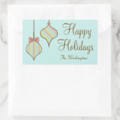 Personalisierte Retro Holiday Ornaments Geschenkar Rechteckiger Aufkleber (Tasche)