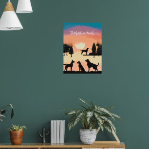 Personalisierte Retro-Hunde im Schwarzen Holiday B Poster