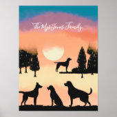Personalisierte Retro-Hunde im Schwarzen Holiday B Poster (Vorne)