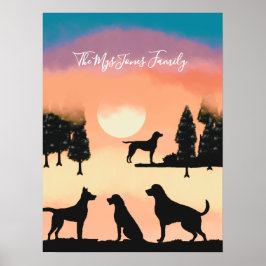 Personalisierte Retro-Hunde im Schwarzen Holiday B Poster