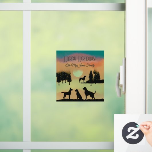 Personalisierte Retro-Hunde in schwarzen Bäumen Fensteraufkleber (Zuhause)