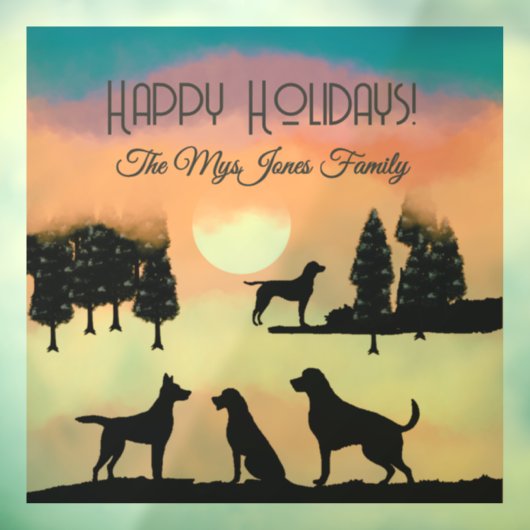 Personalisierte Retro-Hunde in schwarzen Bäumen Fensteraufkleber (Blatt 3)