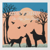 Personalisierte Retro-Hunde in schwarzen Bäumen Fensteraufkleber (Blatt)