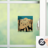 Personalisierte Retro-Hunde in schwarzen Bäumen Fensteraufkleber (Zuhause)