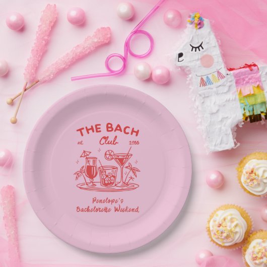 Personalisierte Retro-Junggeselinnen-Abschied-Lief Pappteller (Party)