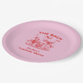 Personalisierte Retro-Junggeselinnen-Abschied-Lief Pappteller (Schrägansicht)