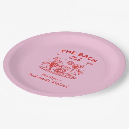 Personalisierte Retro-Junggeselinnen-Abschied-Lief Pappteller (Schrägansicht)