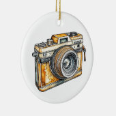 Personalisierte Retro-Kamera Weihnachten Keramik Ornament (Rechts)