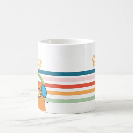 Personalisierte Retro-Katze Kaffeetasse (Mittel)