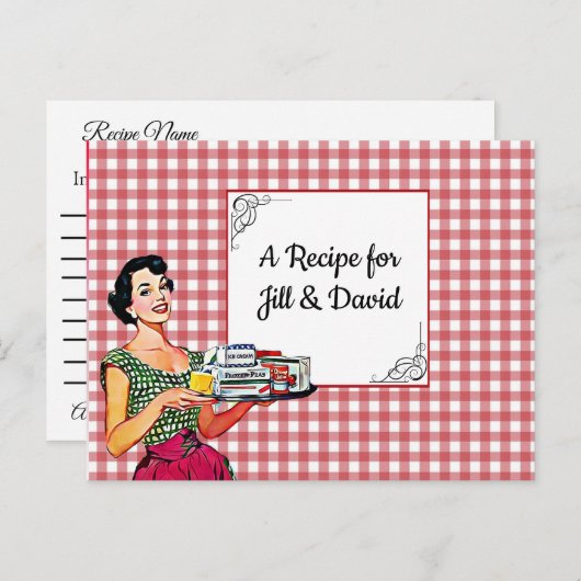 Personalisierte Retro Lady Wedding Rezeptkarte Postkarte (Vorne/Hinten)