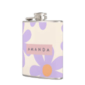 Personalisierte Retro-Lavendel-Gasterie-Blume Flachmann (Links)