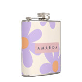 Personalisierte Retro-Lavendel-Gasterie-Blume Flachmann (Rechts)