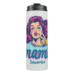 Personalisierte Retro-Mama-Pop-Art (11) Thermosbecher