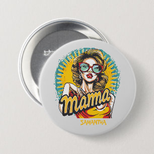 Personalisierte Retro-Mama-Pop-Art (17) Button