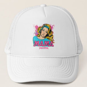 Personalisierte Retro-Mama-Pop-Art-Trucker-Mütze ( Truckerkappe