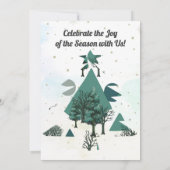 Personalisierte Retro-Minimalistische Bäume und Fo Einladung (Rückseite)