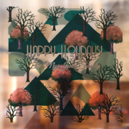 Personalisierte Retro-Minimalistische Bäume und Fo Fensteraufkleber